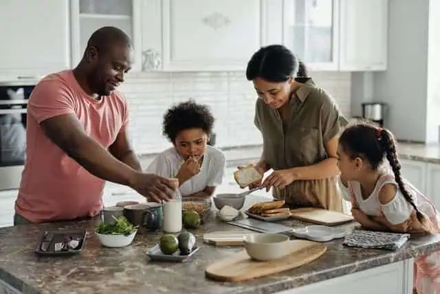 family having breakfast